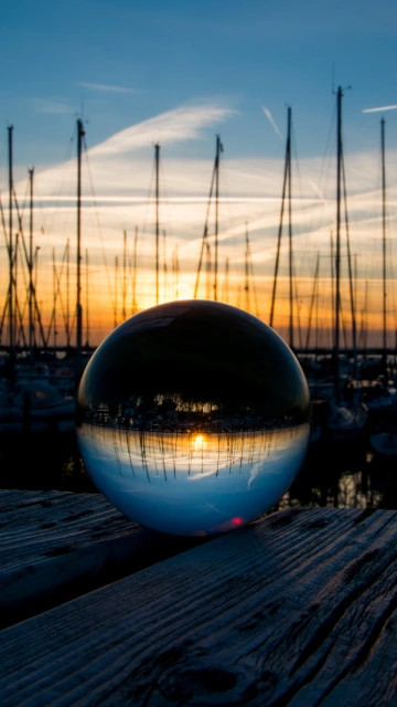 Glass Sphere Reflection Sunset