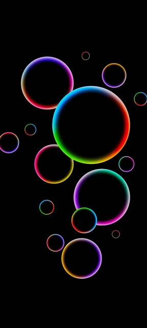 Neon Bubbles Black Background