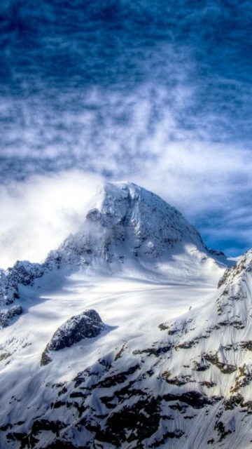 Snowy Mountain Peak With Clouds