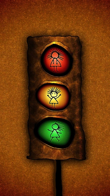 Traffic Light With Stick Figures