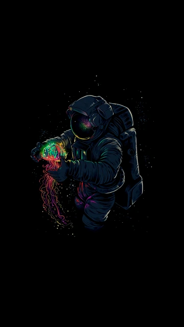 Astronaut Holding Glowing Jellyfish