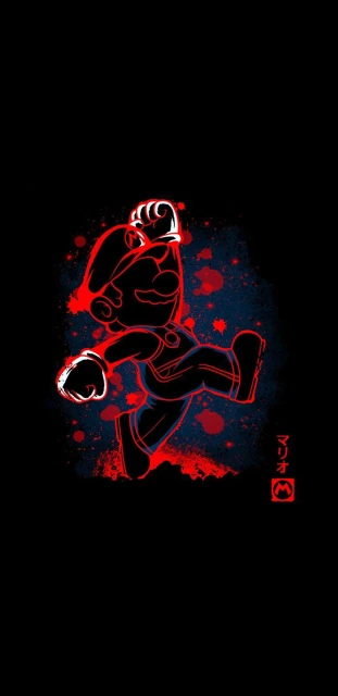 Mario Red Neon Art