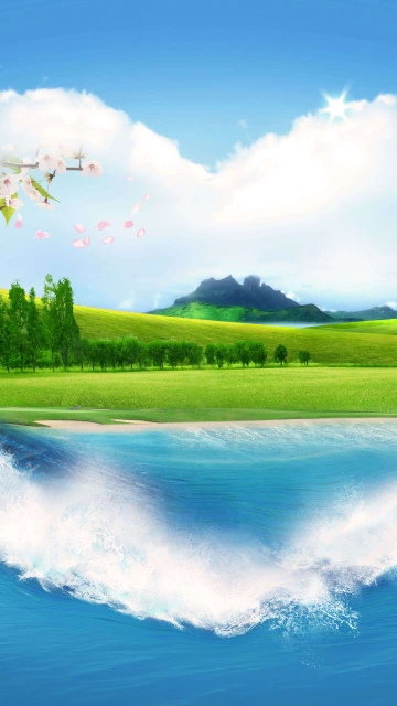 Nature Pattern Clouds Summer Heart 4K
