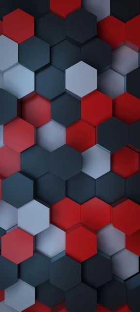 Red and Gray Hexagon Pattern
