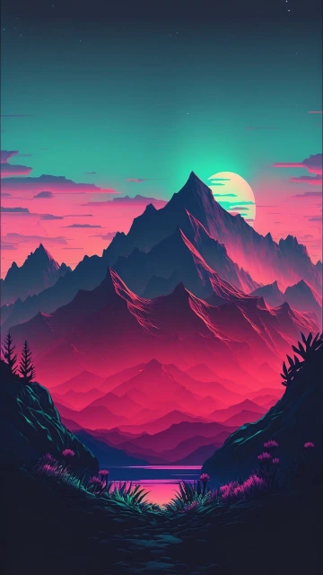 Vibrant Mountain Landscape Sunset