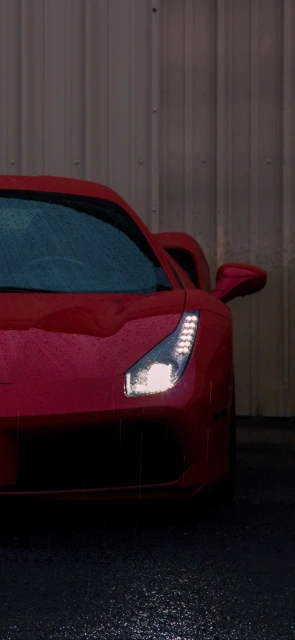 Red Sports Car Headlight