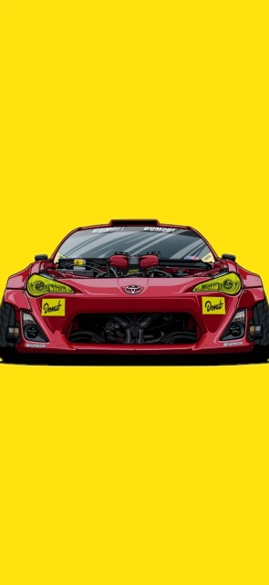Red Toyota Supra With Yellow Background