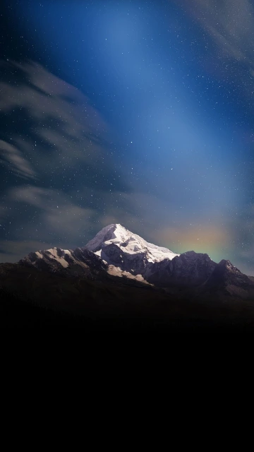 Snow Capped Mountain Under Stars