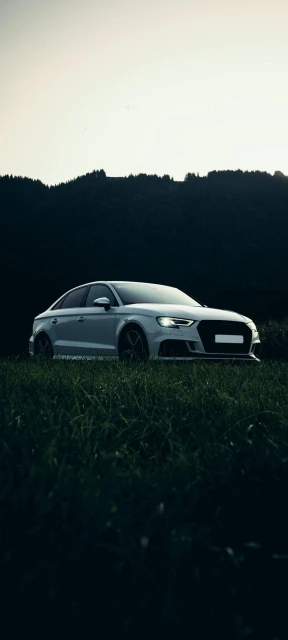 White Audi Car in Grass