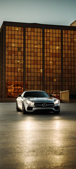 White Mercedes Car at Dusk