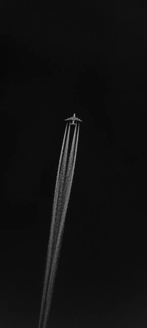 Airplane Contrails Black Sky