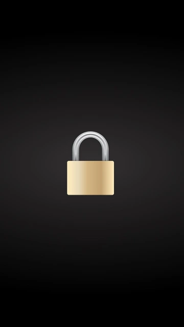Gold Padlock Icon on Black Background