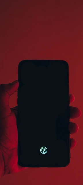 Hand Holding Smartphone With Fingerprint Icon