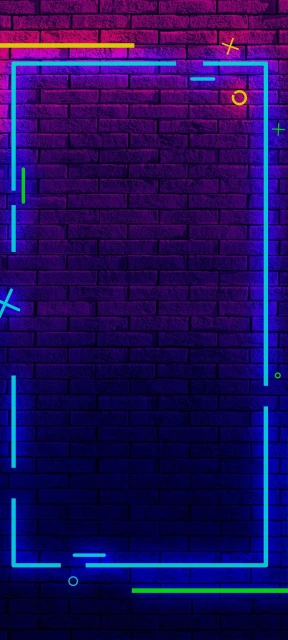Neon Border Brick Wall