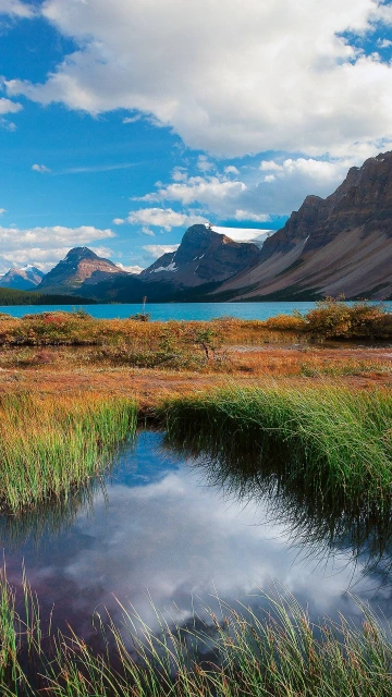 Mountains Grass Lake
