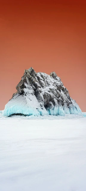 Rock Formation With Ice and Snow