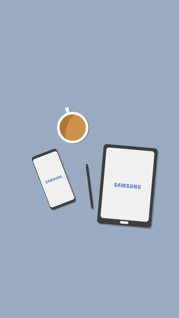 Samsung Phone Tablet and Cup