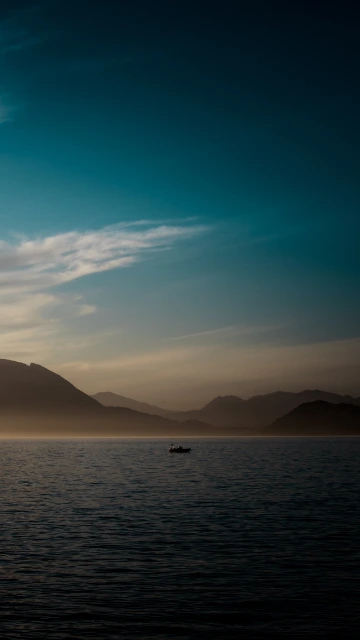 Sea Mountains Horizon Evening