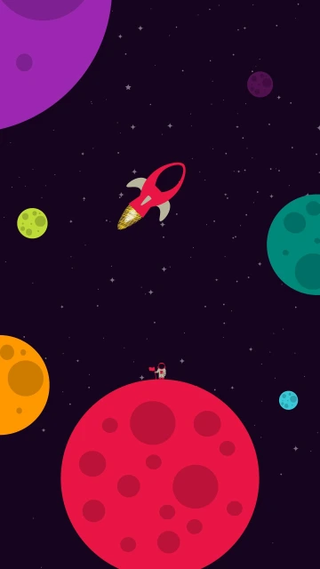 Space Rocket Among Planets