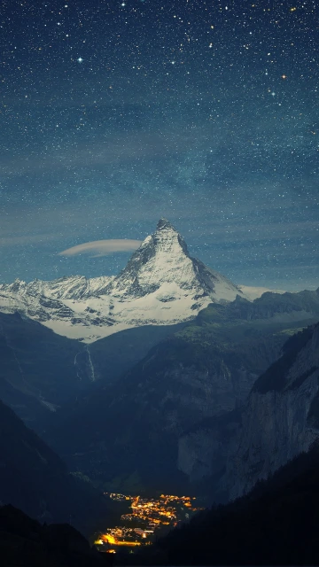 Switzerland Alps Mountains Night Beautiful Landscape