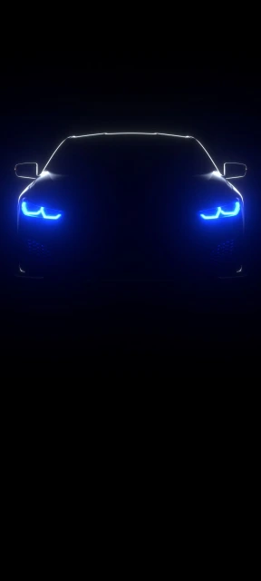 Blue Neon Car Front