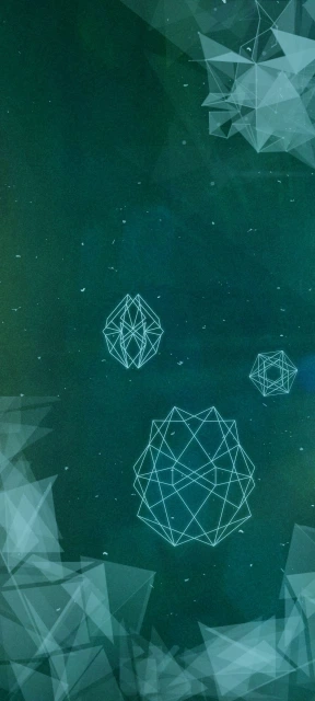 Wireframe geometric shapes on teal background