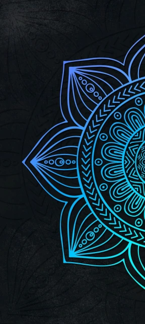 Blue Mandala Design on Black Background