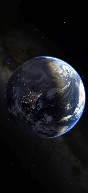 Earth From Space With City Lights