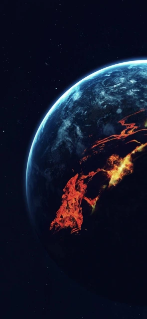 Earth With Glowing Landmass From Space
