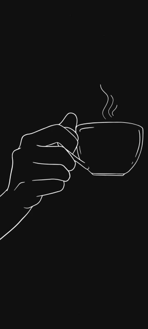 Hand Holding Steaming Cup Outline