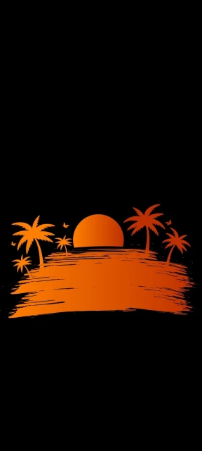 Orange Sunset Beach Palm Trees