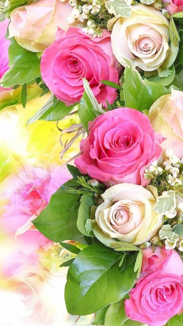 Pink and cream roses bouquet