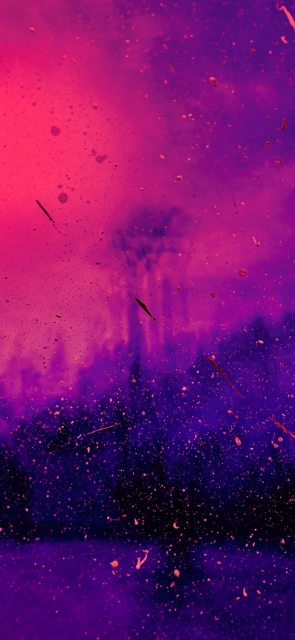 Purple pink raindrops on glass