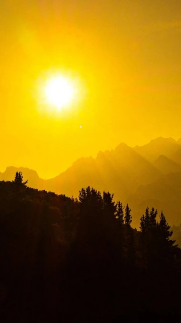 Sunset Over Mountain Silhouettes