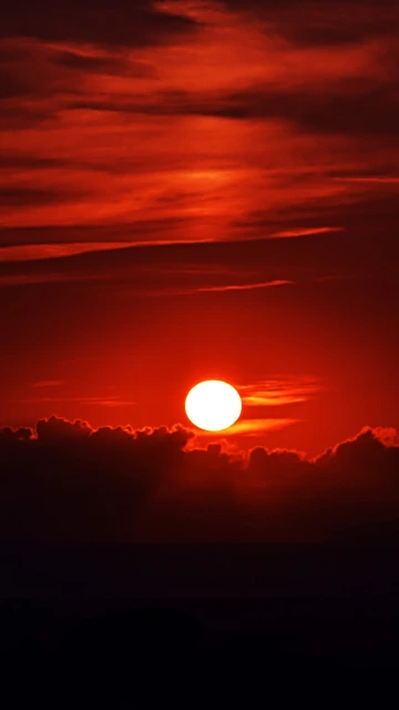 Sunset Over Ocean Red Skies