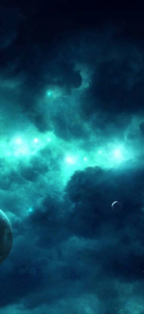 Teal Nebula Space Background