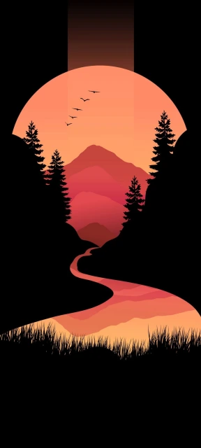 Vector Sunset Landscape Wallpaper