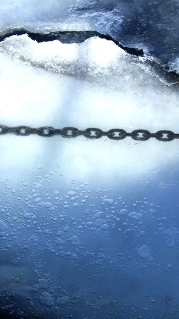 Chain on Ice With Bubbles