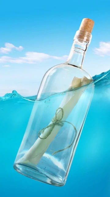 Glass Bottle With Message in Water
