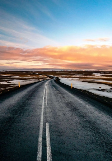 Winter Road View With Beautifull Clouds