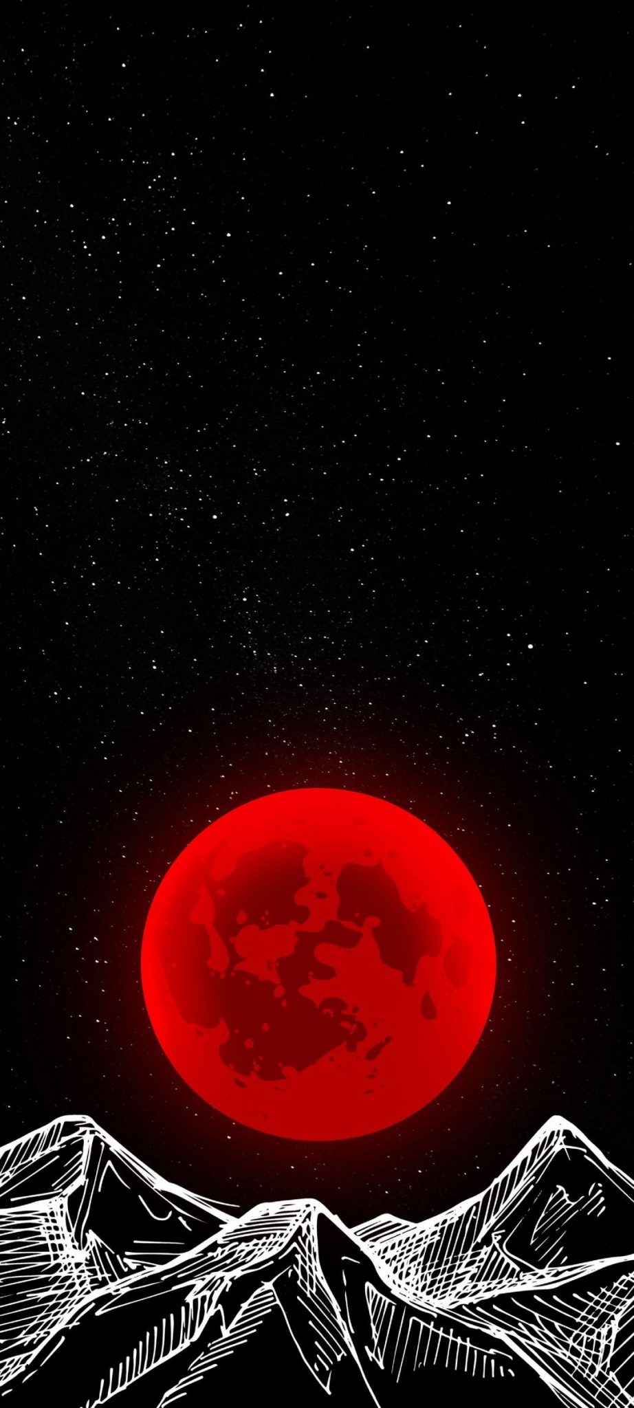 Vector Red Moon Black Phone Wallpaper